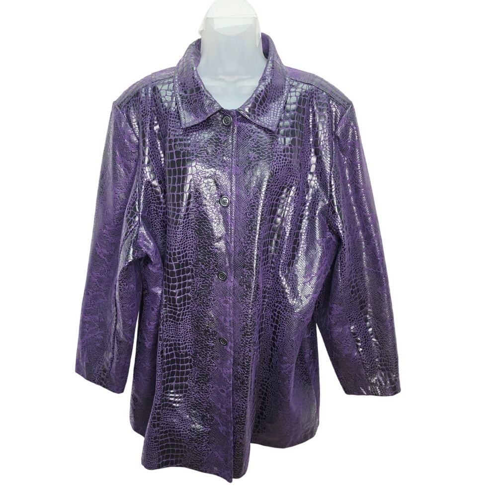Selene Sport Women's 24 Purple Faux Crocodile Print Jacket Coat Gothic Glam